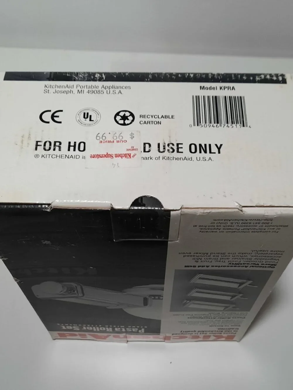KitchenAid KPRA 3-Piece Pasta Roller Cutter Set Made in Italy Box Manual